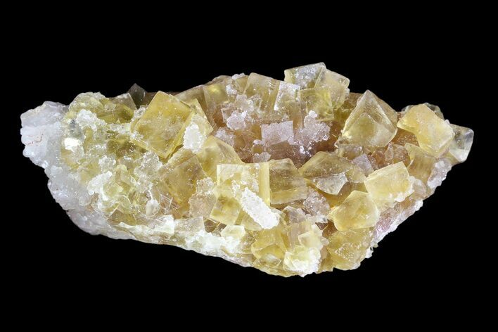 Lustrous Yellow Cubic Fluorite Crystal Cluster - Morocco #84304